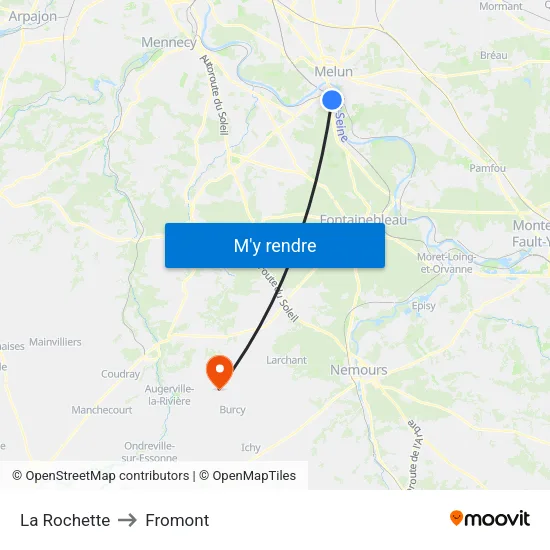 La Rochette to Fromont map