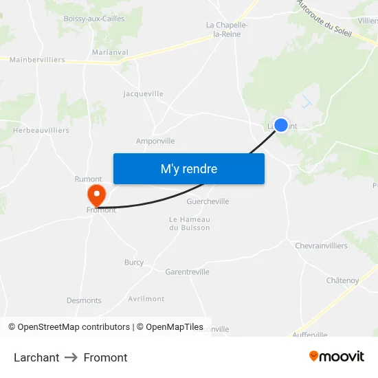 Larchant to Fromont map