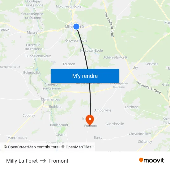 Milly-La-Foret to Fromont map