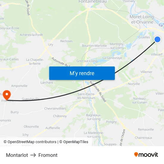 Montarlot to Fromont map