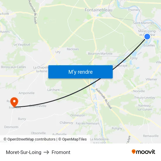 Moret-Sur-Loing to Fromont map