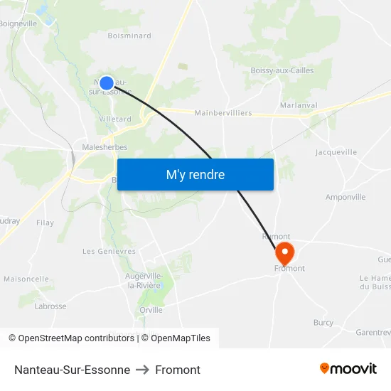 Nanteau-Sur-Essonne to Fromont map