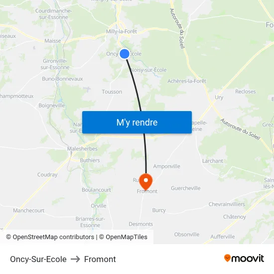 Oncy-Sur-Ecole to Fromont map
