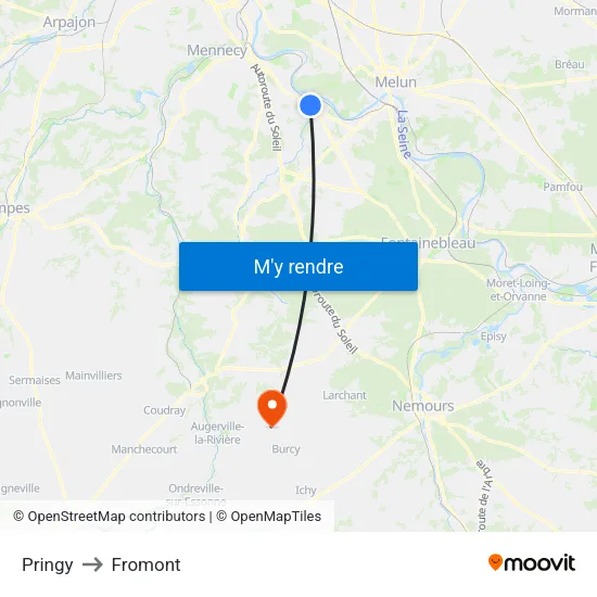 Pringy to Fromont map