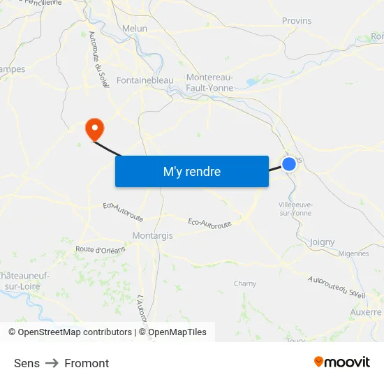 Sens to Fromont map