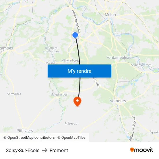 Soisy-Sur-Ecole to Fromont map