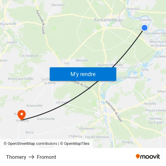 Thomery to Fromont map