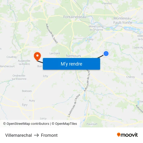 Villemarechal to Fromont map