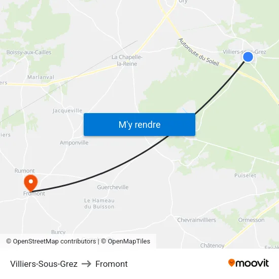 Villiers-Sous-Grez to Fromont map