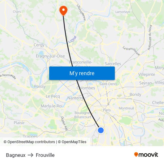 Bagneux to Frouville map