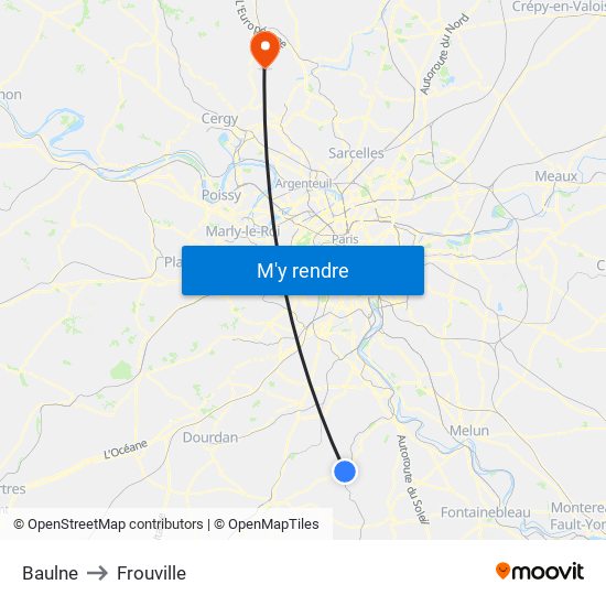 Baulne to Frouville map