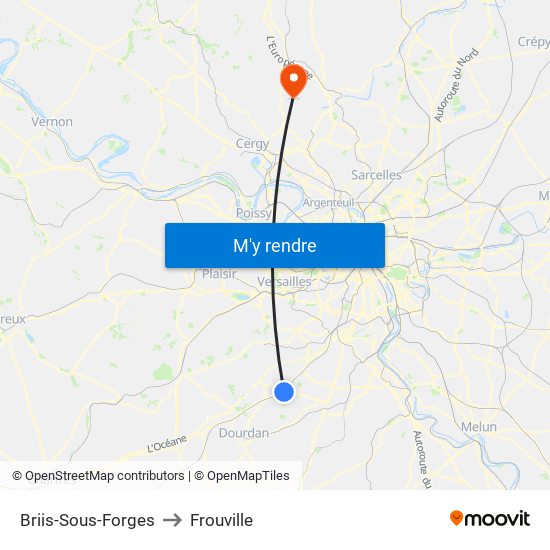 Briis-Sous-Forges to Frouville map