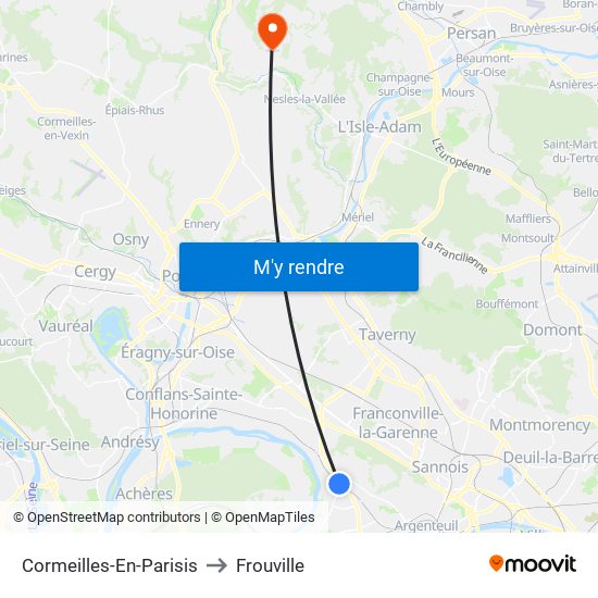 Cormeilles-En-Parisis to Frouville map