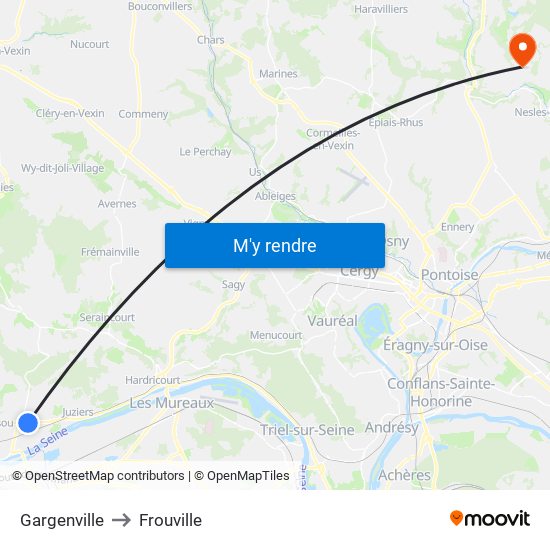 Gargenville to Frouville map