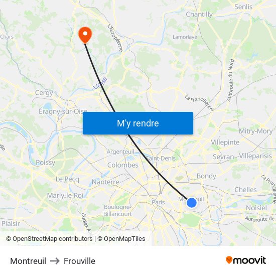 Montreuil to Frouville map