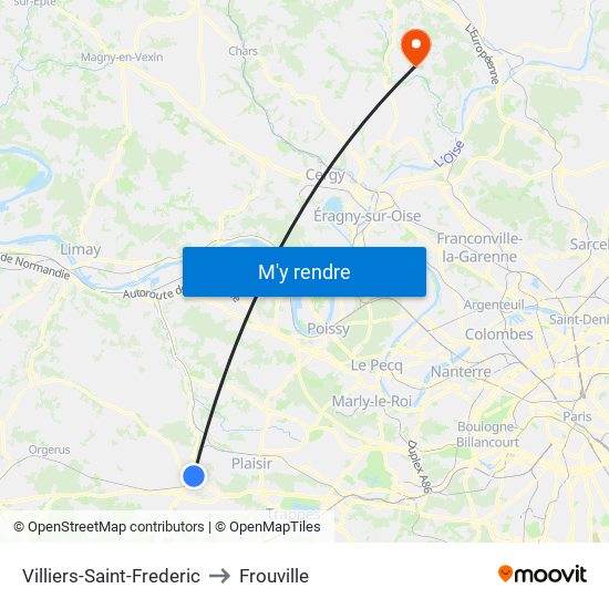 Villiers-Saint-Frederic to Frouville map