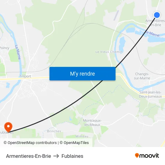 Armentieres-En-Brie to Fublaines map