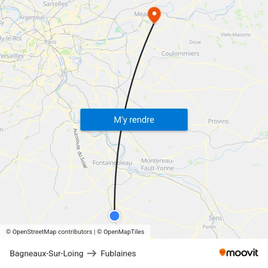 Bagneaux-Sur-Loing to Fublaines map