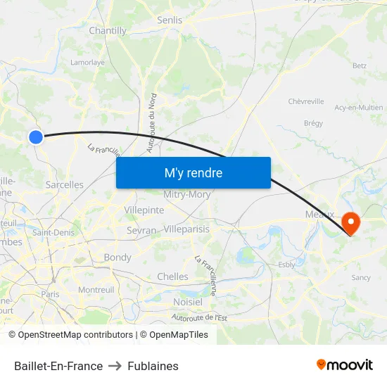 Baillet-En-France to Fublaines map