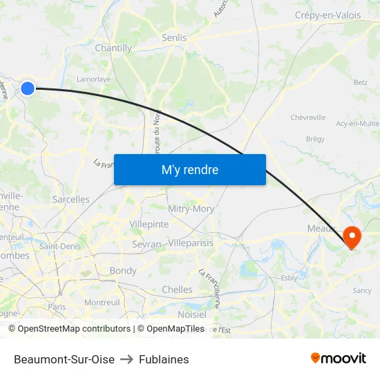 Beaumont-Sur-Oise to Fublaines map