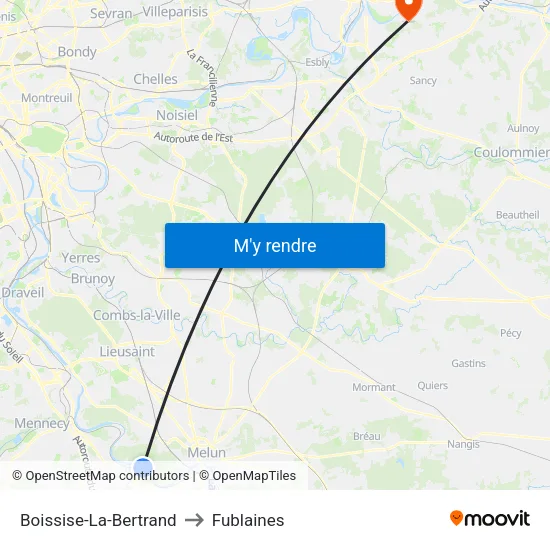 Boissise-La-Bertrand to Fublaines map