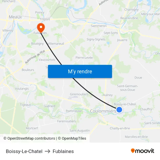 Boissy-Le-Chatel to Fublaines map