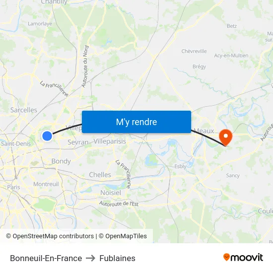 Bonneuil-En-France to Fublaines map