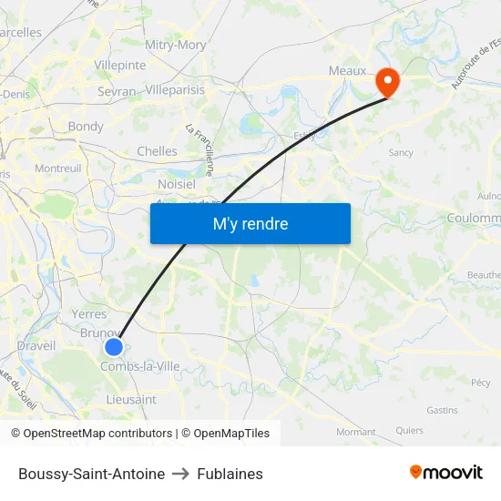 Boussy-Saint-Antoine to Fublaines map