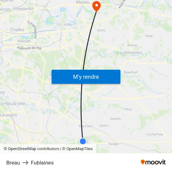 Breau to Fublaines map