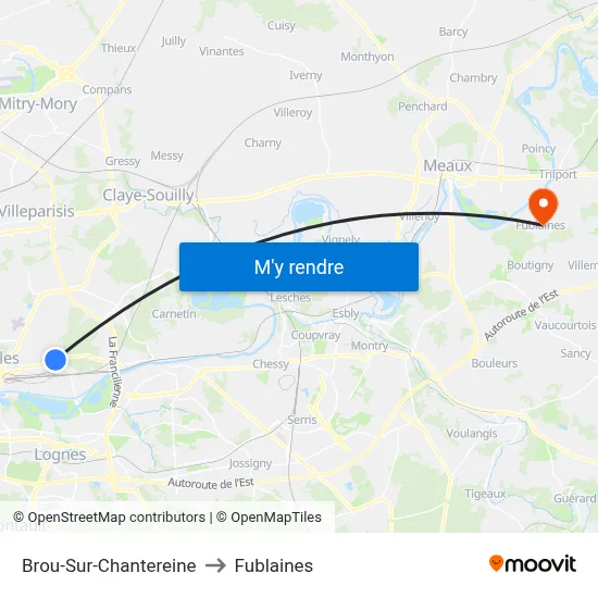 Brou-Sur-Chantereine to Fublaines map