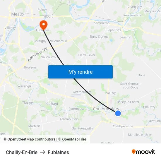 Chailly-En-Brie to Fublaines map