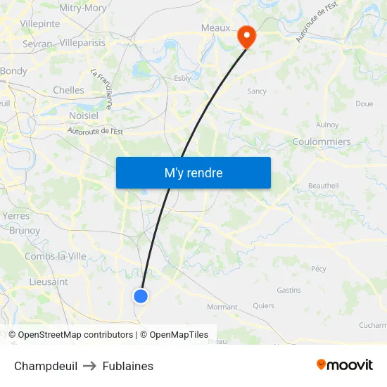 Champdeuil to Fublaines map