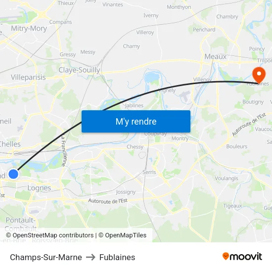 Champs-Sur-Marne to Fublaines map