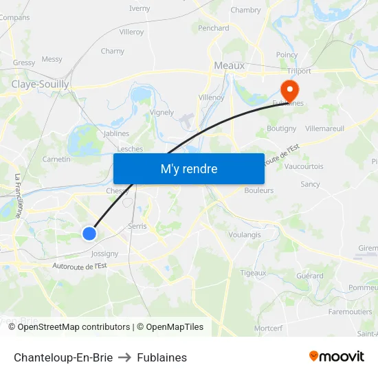 Chanteloup-En-Brie to Fublaines map