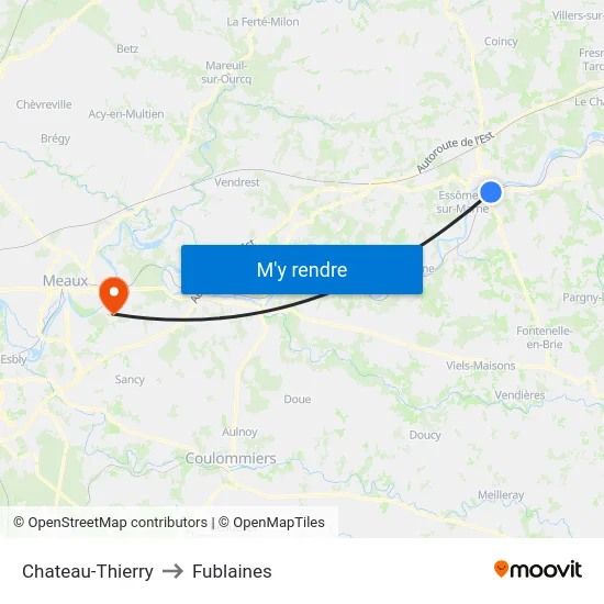 Chateau-Thierry to Fublaines map
