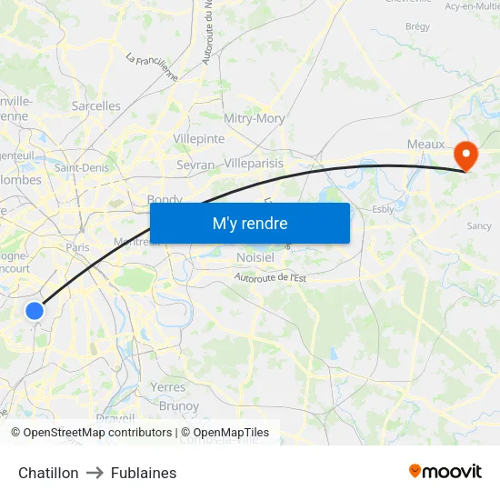 Chatillon to Fublaines map