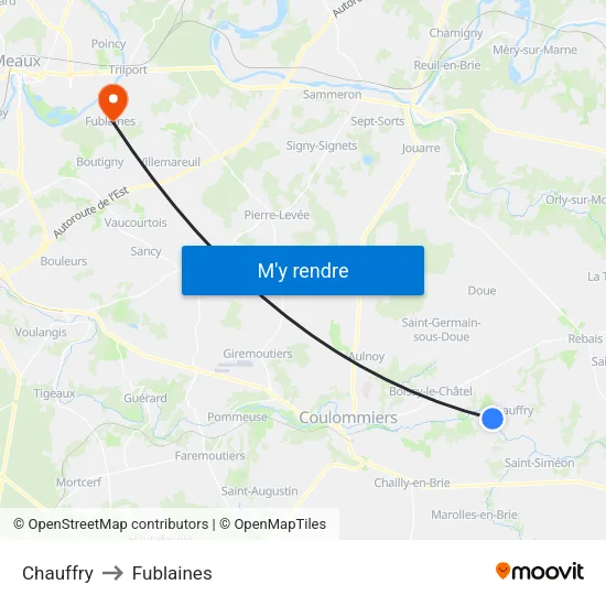 Chauffry to Fublaines map