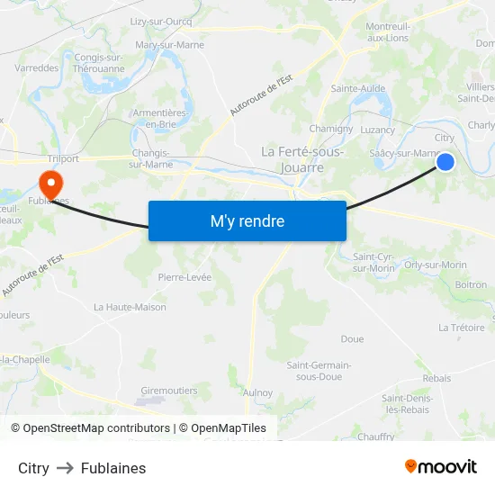 Citry to Fublaines map