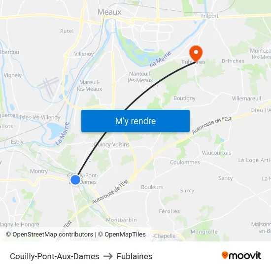 Couilly-Pont-Aux-Dames to Fublaines map