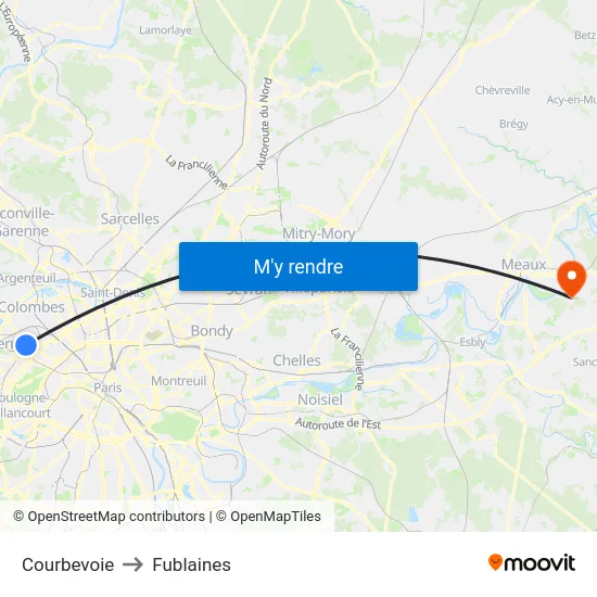 Courbevoie to Fublaines map