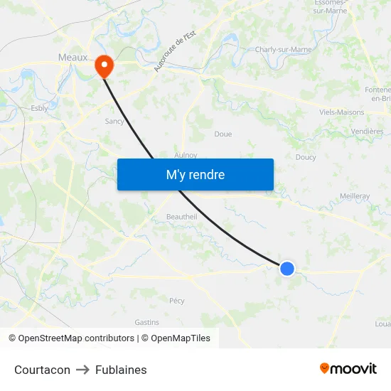 Courtacon to Fublaines map