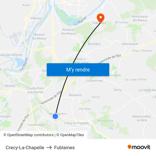 Crecy-La-Chapelle to Fublaines map