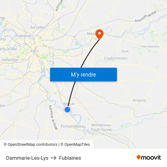 Dammarie-Les-Lys to Fublaines map