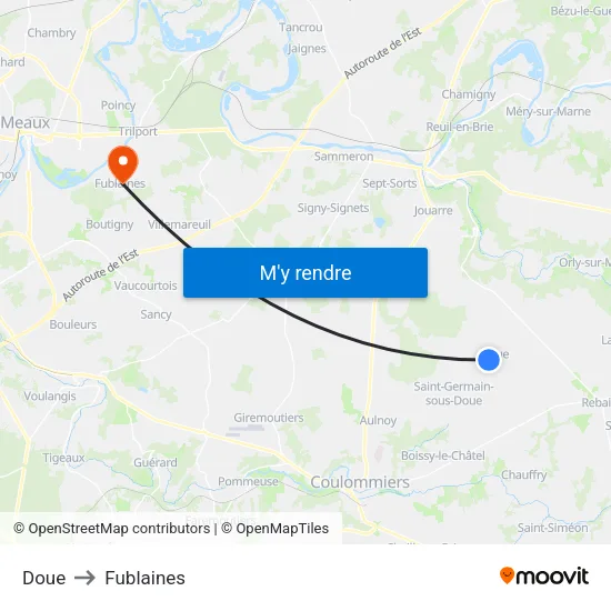 Doue to Fublaines map