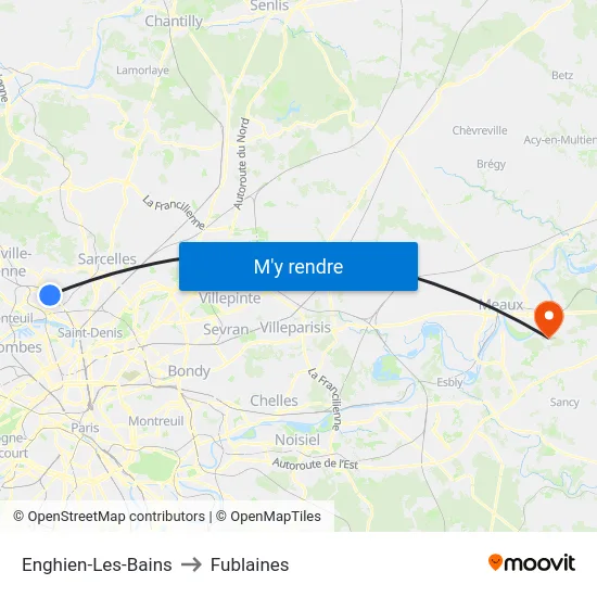 Enghien-Les-Bains to Fublaines map