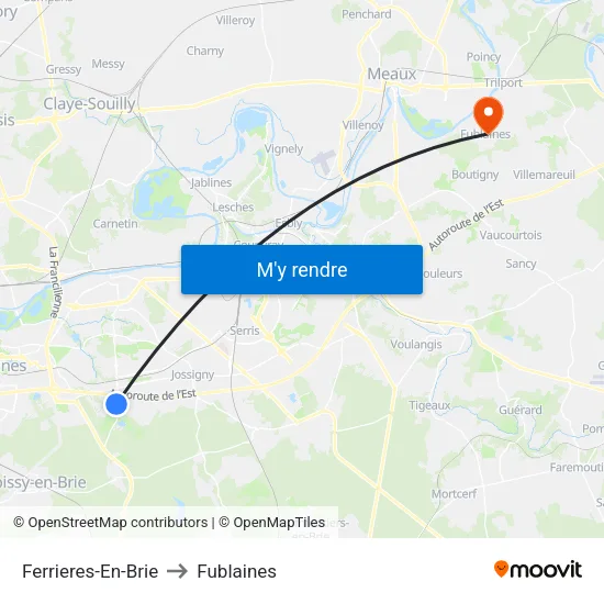 Ferrieres-En-Brie to Fublaines map