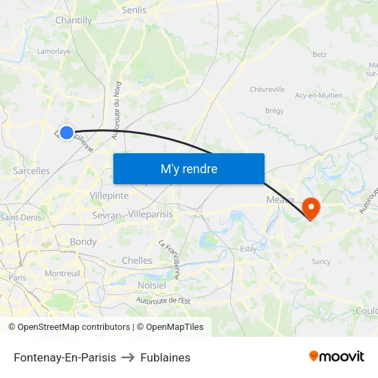 Fontenay-En-Parisis to Fublaines map