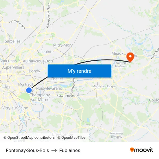 Fontenay-Sous-Bois to Fublaines map