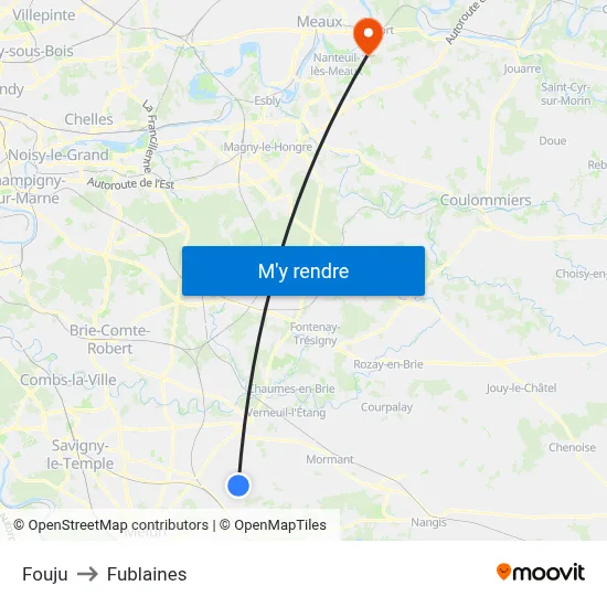 Fouju to Fublaines map