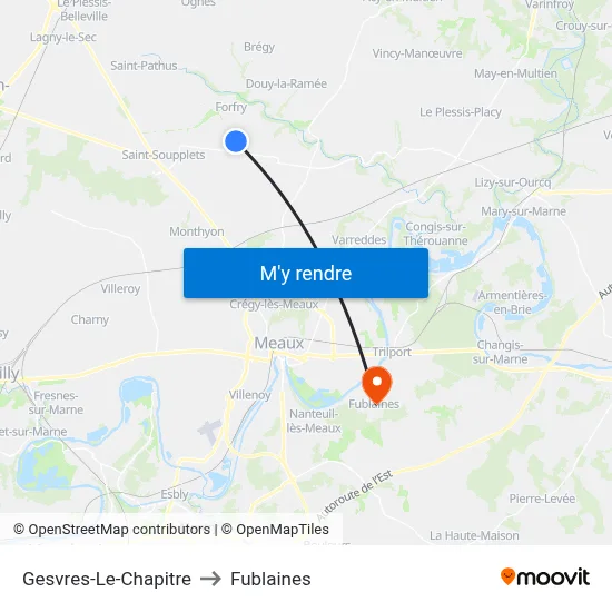 Gesvres-Le-Chapitre to Fublaines map